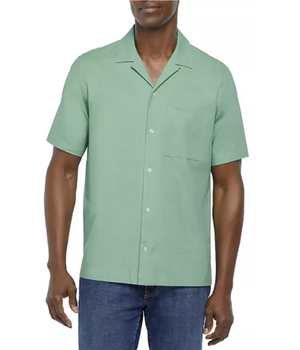 Gap Men's Short Sleeve Button-Up Linen Shirt - Green 1