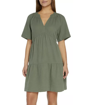 Gap Women's Gauze Tiered Dress Green 1