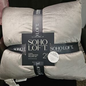 2 Set Soho Loft Silver Throw Pillow 20"H x 20"W - Image 1