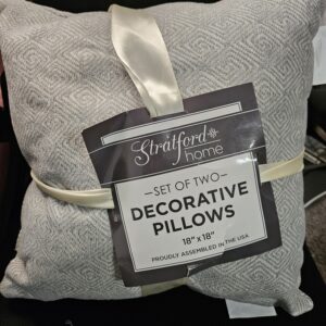 2 Set Stratford Home Throw Pillow Boho Green 20"H x 20"W - Image 1