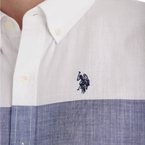 U.S. Polo Assn. Men’s Short Sleeve Button-Down Shirt – White with Blue & Red Stripe Pattern - Image 5
